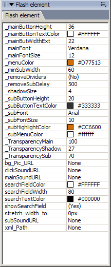 menu properties